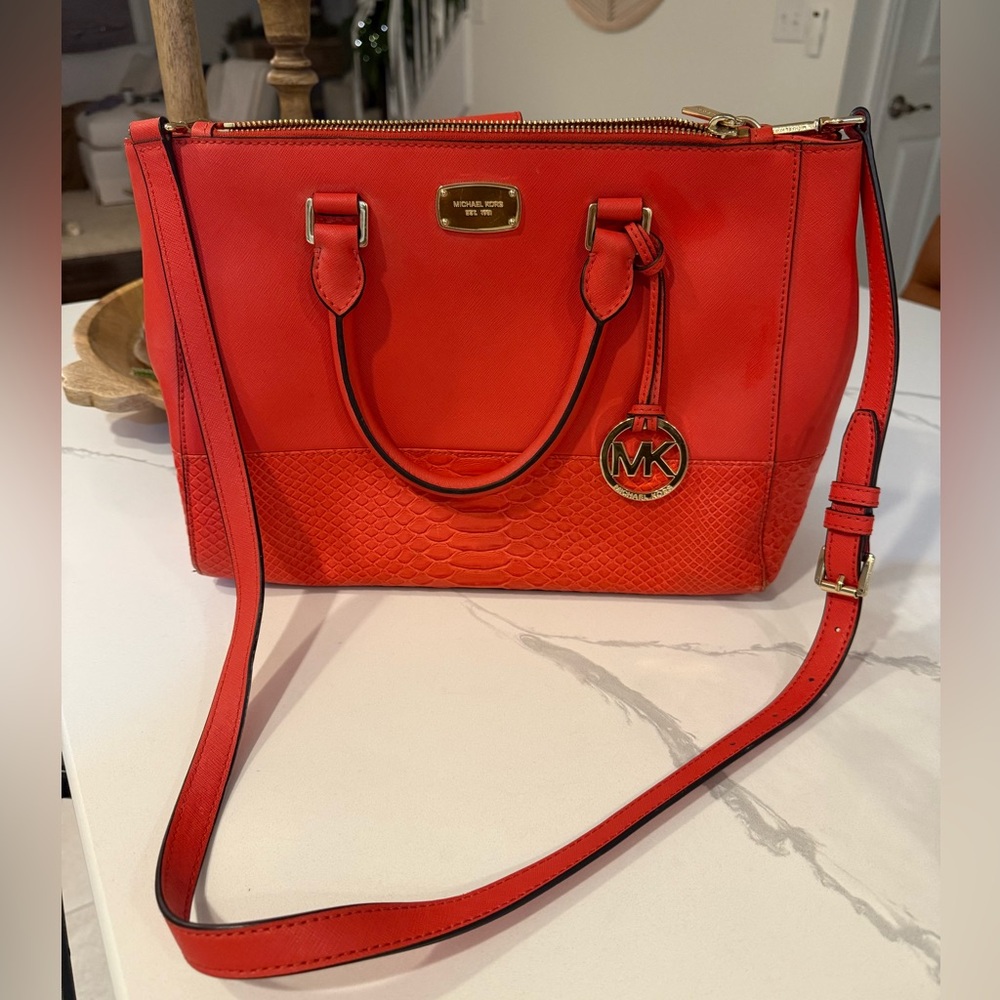 Michael kors red snakeskin crossbody